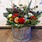 Vintage Christmas Container Arrangement