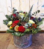 Vintage Christmas Container Arrangement