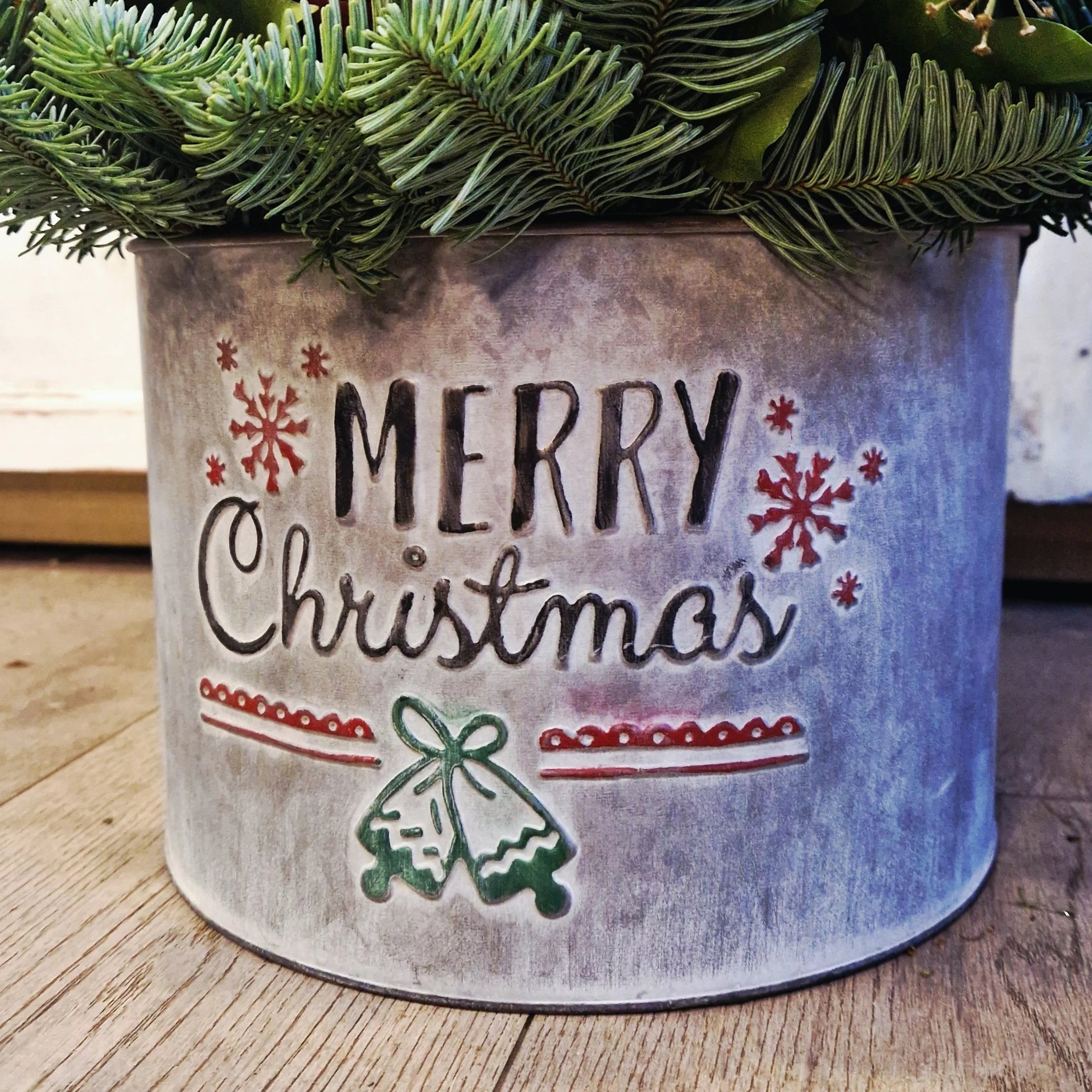 Vintage Christmas Container Arrangement