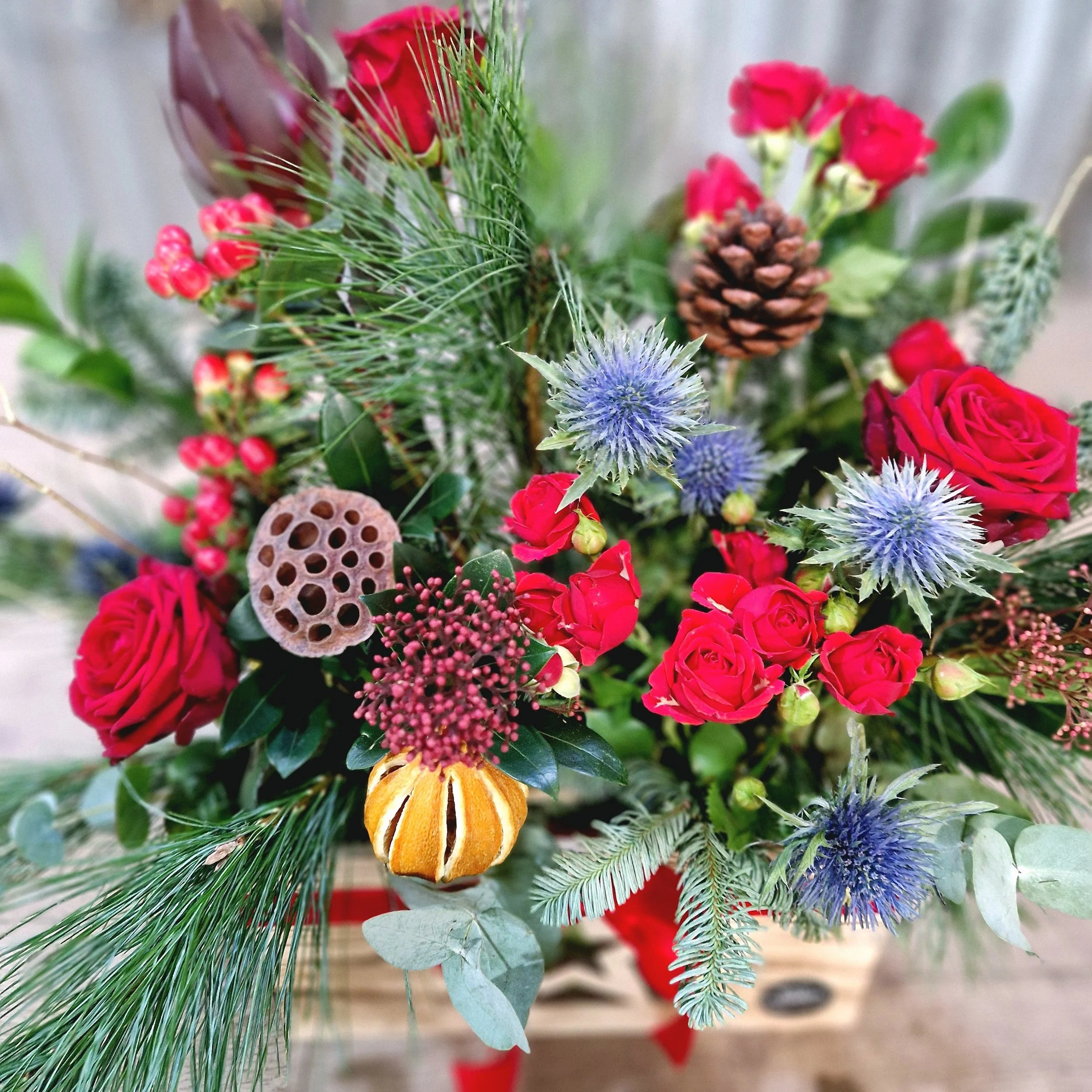 Christmas Crate of Flowers