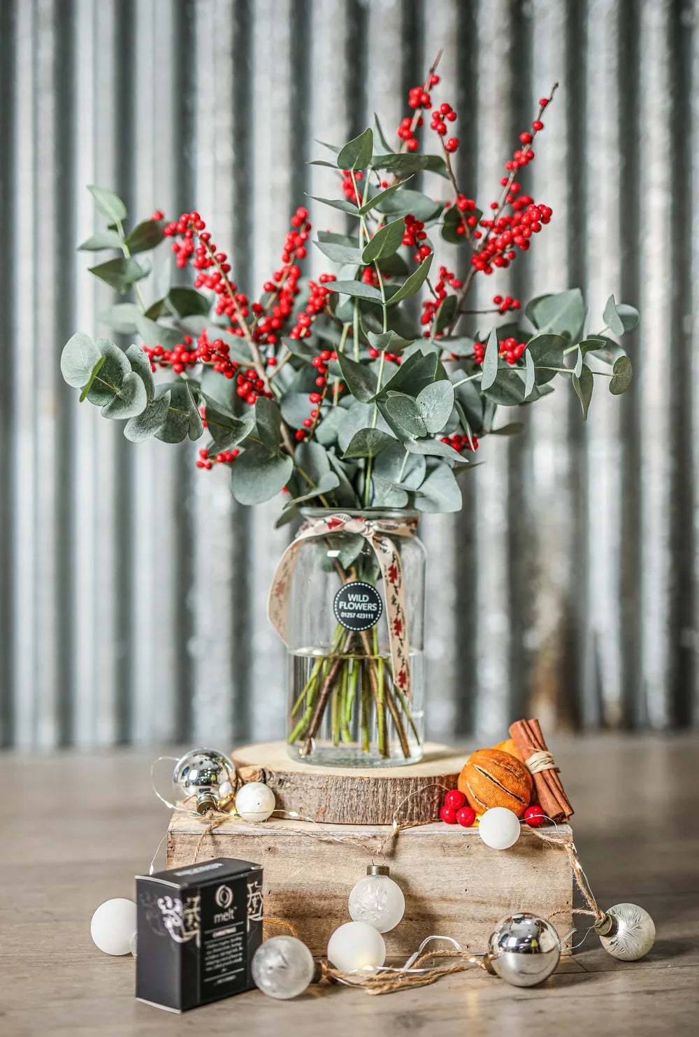 Feeling Festive - Ilex red holly berries and Fresh foliage