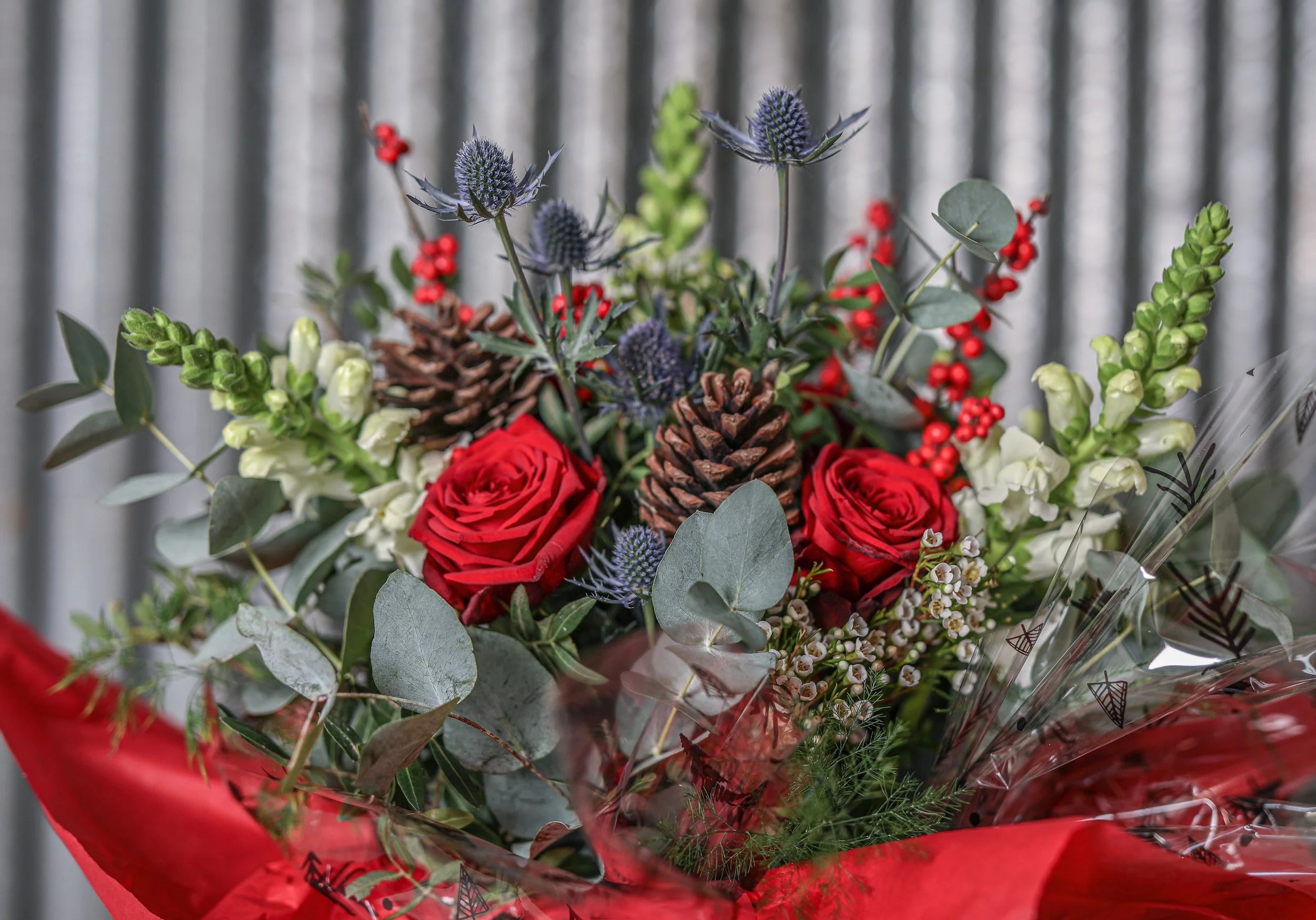 Christmas Flowers in a natural gift bag