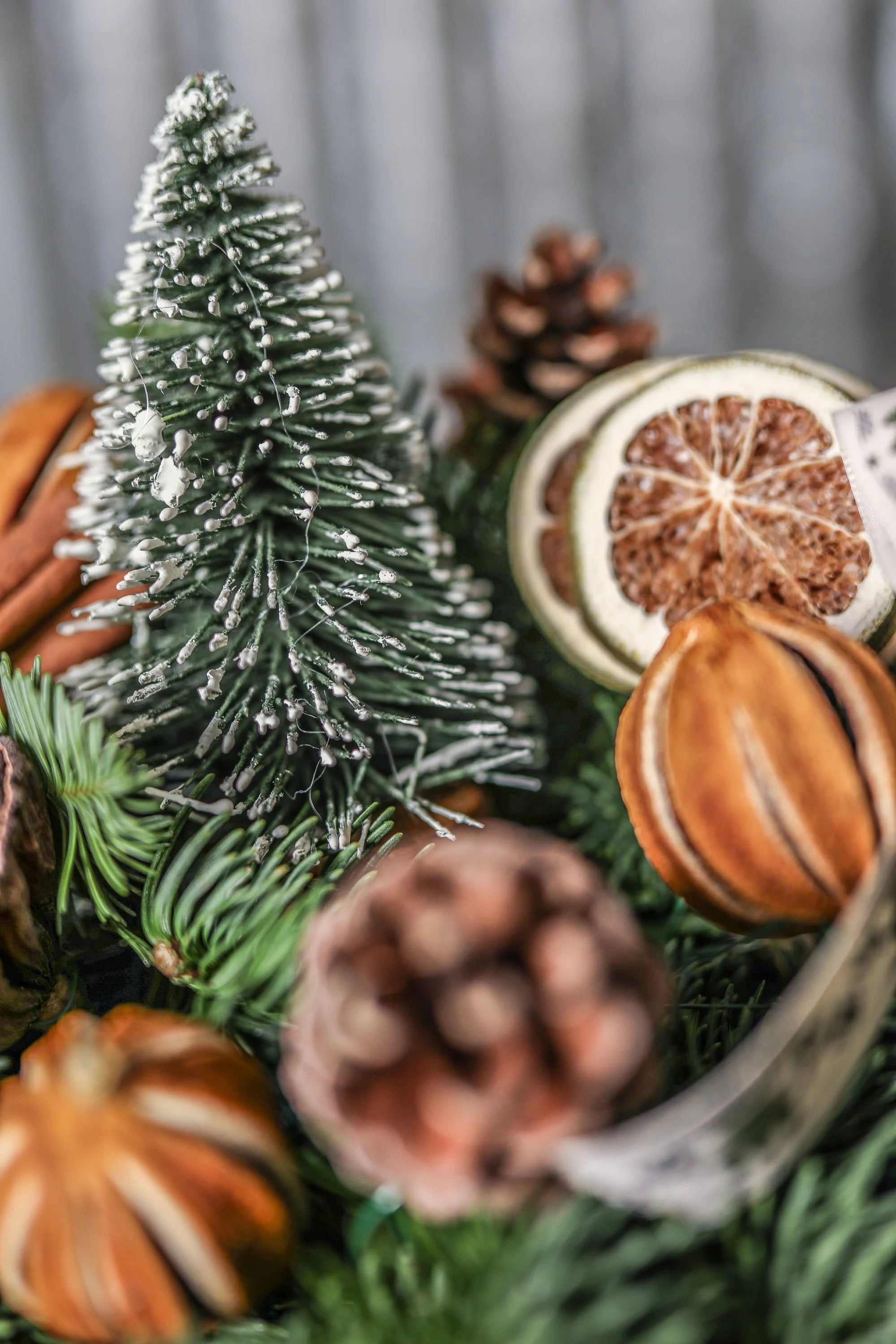 Vintage Christmas Container Arrangement