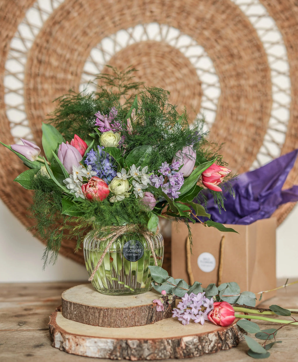 Mother's Day Spring Flowers in Glass Vase