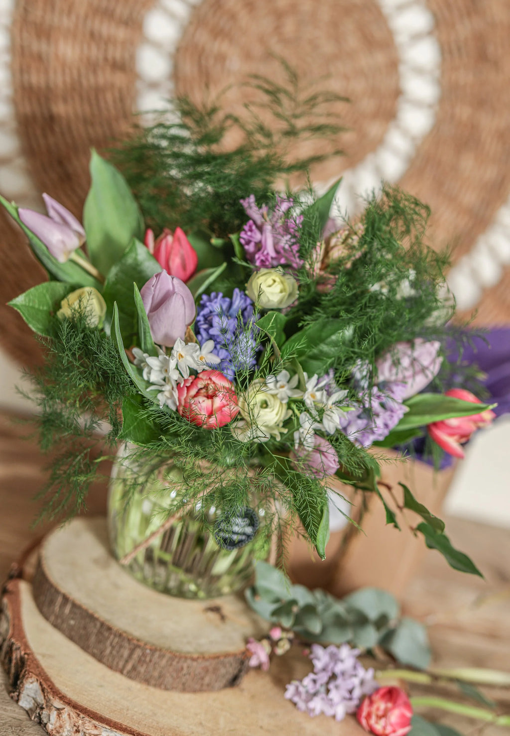 Mother's Day Spring Flowers in Glass Vase