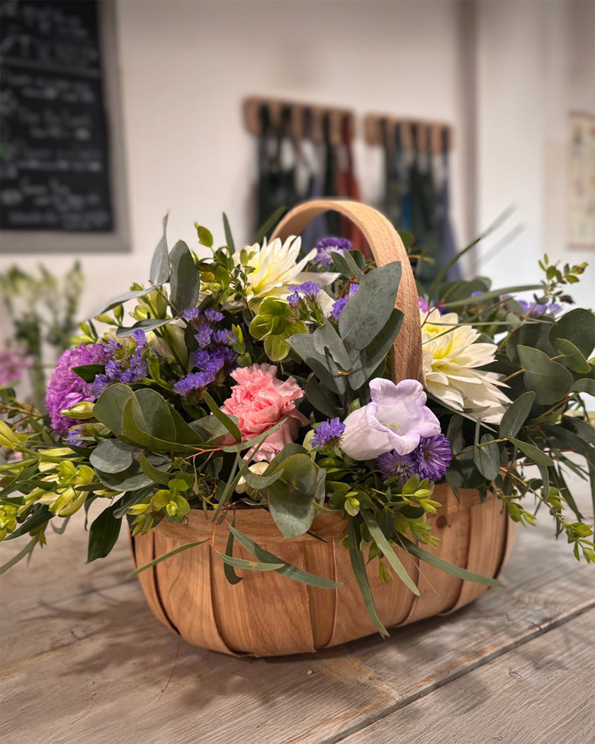 Natural Trug Basket of Flowers